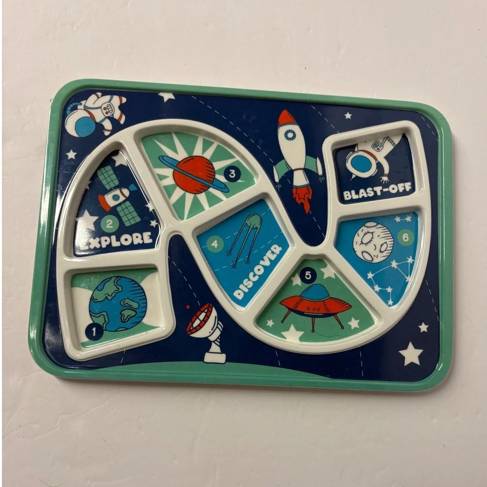 GSM Brands Outer Space Dinner Winner Kids Divided Plate Tray Picky Eater Game